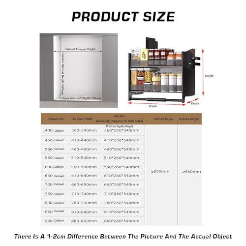 2-Tier Pull Out Kitchen Organizer - Heavy Duty Aluminum Alloy Shelf, 30KG Capacity, Space-Saving Storage Solution for 400mm Cabinets, Easy Access Kitchen Storage System - view 2