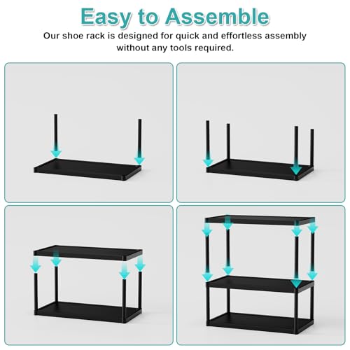 4 Tier Double Row Small Shoe Rack, Slim Plastic Shoes Stand - view 5