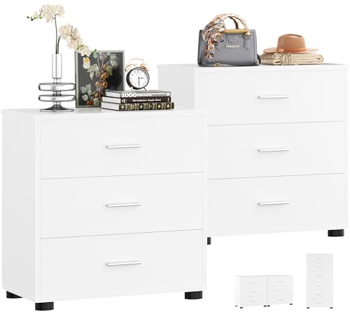 Closet Drawers Set of 2, Wood Closet Organizers and Storage, White