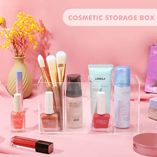 1 Pack 4 Compartment Acrylic Makeup Organizer with Lid Lash Cart Organizer - view 5