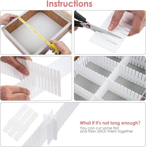 40Pcs Drawer Dividers, Adjustable Drawer Organizer for Socks, Underwear, Makeup, Can Help Tidy Kitchen, Bedroom, Dresser White - view 3