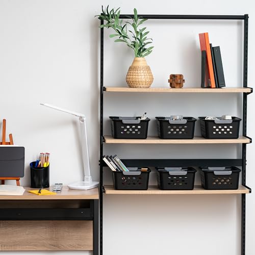 6-Pack, Small Plastic Storage Basket, Black - view 5