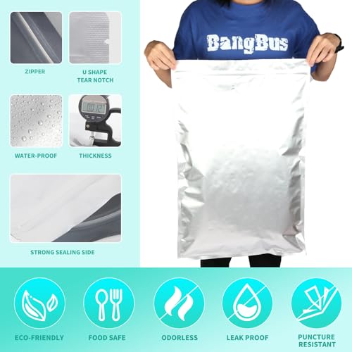 10PCS 5 Gallon Mylar Bags with 2500CC Oxygen Absorbers and Labels, Zipper Resealable Pouches Heat Sealable Bags for Long Term Food Storage - view 3