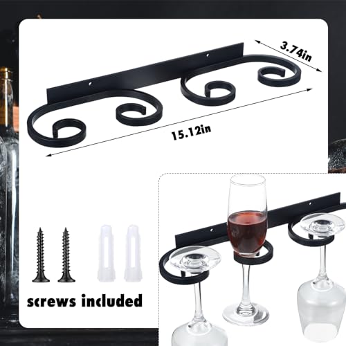2 Pcs Wall Mounted Wine Glass Holder, Metal Rack, 15.12 Inch - view 2