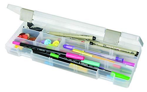 3900AB Solutions Extra Long Box, Art & Craft Organizer with Removable Dividers, [1] Plastic Storage Case, Clear, 12.4" x 4.9"