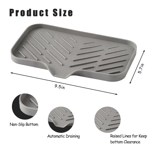 Kitchen Soap Tray, Silicone Bathroom Soap Dishes, Sponge Holder for Kitchen Sink for Bathroom Counter Sink Caddy Organizer for Dish Soap Bottle, Soap Dispenser - view 3