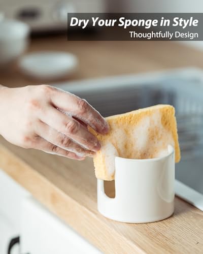 Sponge Holder for Kitchen Sink, Ceramic Dish Sponge Drying Caddy - view 5