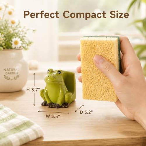 Ceramic Frog Sponge Holder Kitchen Sink Counter Scrub Pad Caddy Organizer - view 7