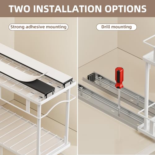 Pull Out Spice Rack 2 Pack,Slide Out Cabinet Spice Rack,White - view 7