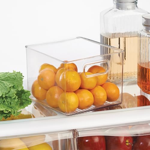 Pantry Storage Bin with Handles for Kitchen Cabinets or Fridge - Set of 2 - Clear - Made in USA - view 3
