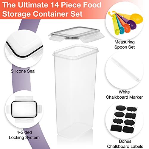 Airtight Food Storage Containers with Lids –14 Pack Kitchen Organization Set, Pantry Organization and Storage, Plastic Canisters with Lids - Cereal Containers Storage, Flour, Sugar (Black) - view 3