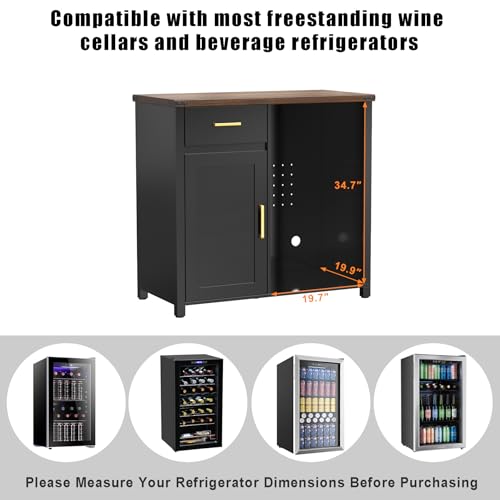 Coffee Bar Cabinet with Fridge Space, Mini Fridge Stand,Black - view 5