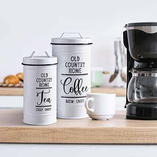 Canisters Sets for the Kitchen, Airtight Kitchen Canisters for Countertop, Flour and Sugar Containers, Tea Coffee Sugar Canister Set, Coffee Bar Decor and Accessories, Set of 4, White - view 6