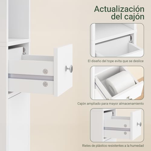 Tall Bathroom Storage Cabinet, 7.8 x 7.8 x 70.8 in, White - view 7