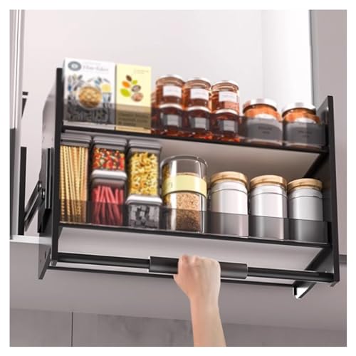 2-Tier Pull Out Kitchen Organizer - Heavy Duty Aluminum Alloy Shelf, 30KG Capacity, Space-Saving Storage Solution for 400mm Cabinets, Easy Access Kitchen Storage System - view 7