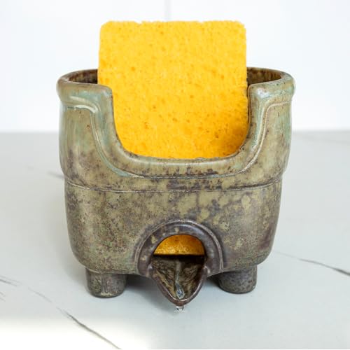 Sponge Holder for Kitchen Sink, Ceramic Sink Caddy Organizer
