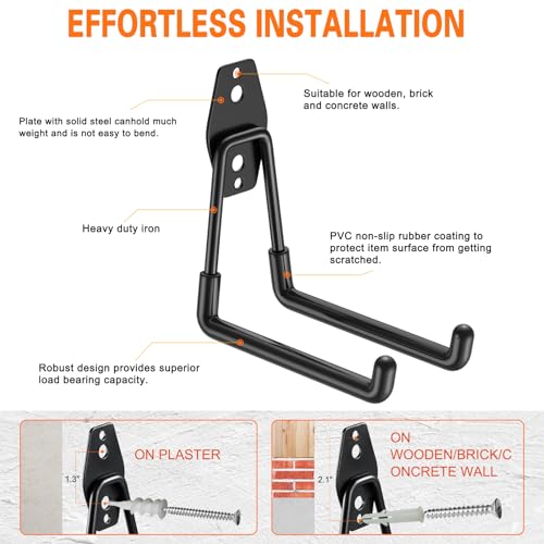 Garage Hooks Heavy Duty 4 Pack, Wall Mount Ladder Hooks - view 3