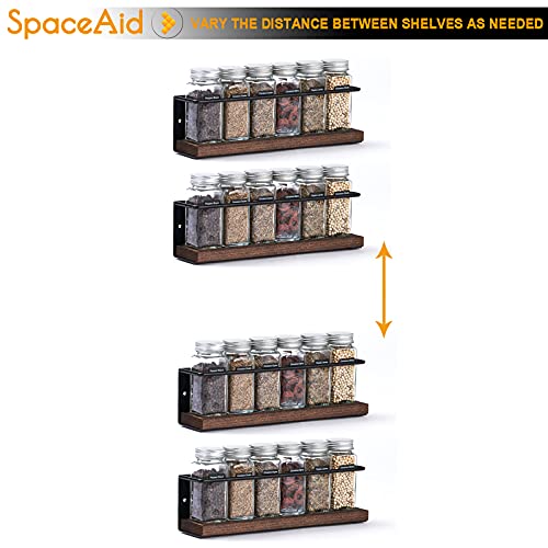Spice Rack Organizer for Cabinet Door or Wall Mount (4 Pack) with 415 Spice Labels - Wood Hanging Seasoning Shelf for Cupboard Pantry or over the Stove - view 4