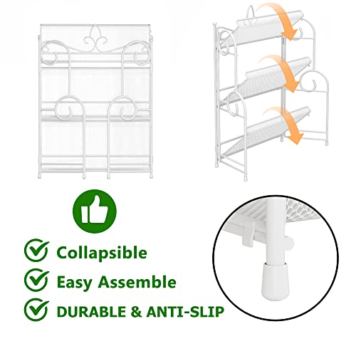 Bathroom Counter Organizer - Spice Rack Countertop 3 Tier Counter Shelf Organizer for Bathroom Kitchen Bedroom Foldable White - view 3