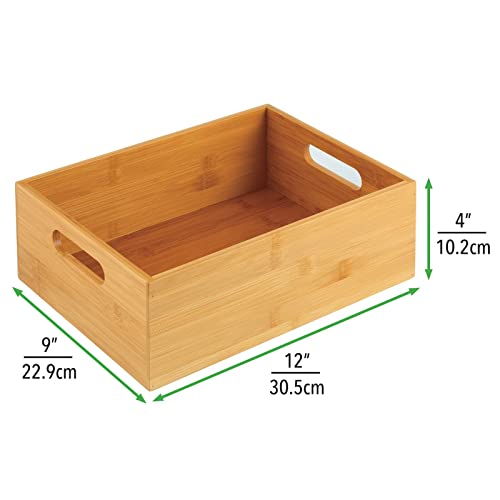 Bamboo Kitchen Cabinet & Fridge Drawer Organizer Tray with Handle - Storage Bin for Cutlery, Serving Spoons, Cooking Utensils, Gadgets - Natural Wood Finish - view 3