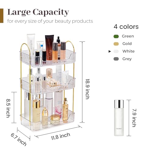 Bathroom Counter Organizer, 3 Tier Perfume Skin Care Countertop Storage Shelf, Vanity Makeup Tray for Cosmetic Skincare Lotion,Clear - view 4