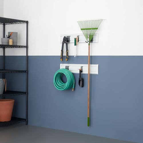 7-Pc Heavy Duty Wall Track Storage Kit, 2 PVC 28" Panels, 5 Hooks - view 2