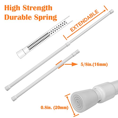 2 Pack 5/8" Tension Curtain Rod, RV Tension Bars, Cupboard Rods White 10 to 16 Inch - view 2