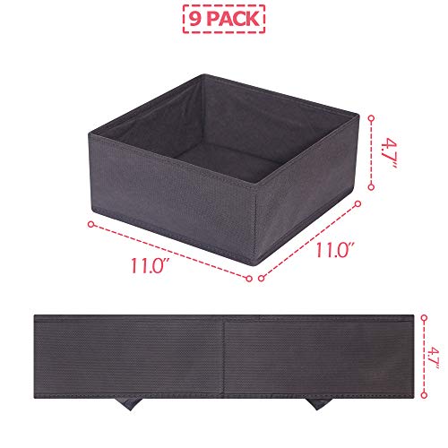 9 Pack Foldable Cloth Storage Box Closet Dresser Drawer Organizer Fabric Baskets Bins Containers Divider for Clothes Underwear Bras Socks Clothing, Dark Grey 900 - view 2