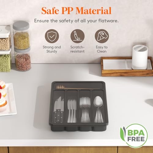 Silverware Organizer with Lid, Covered Utensil Tray, 9.5x12.7 - view 5