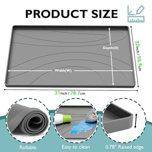 Under Sink Mat 31" x 22", Silicone Under Sink Liner for Kitchen and Bathroom, Waterproof Cabinet Protector Drip Tray, Protects Cabinets from Leaks and Spills - view 2