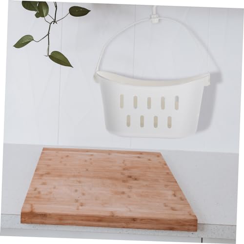 White Hanging Plastic Shower Basket Storage Bin with Hook, for Bathroom - view 3