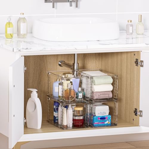 4 Pack Large Stackable Storage Drawers, Clear - view 2