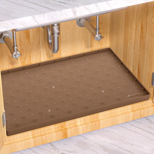Under Sink Mat 22"×14" Waterproof Silicone Cabinet Liner & Sink Protector for Kitchen & Bathroom, Multi-Purpose Organizers Tray for Pets, Laundry, Cat Litter Mat