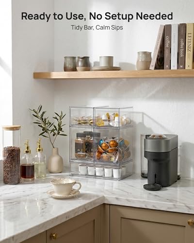 Clear Stackable Storage Drawers Set of 5, Plastic Organizer Bins - view 2