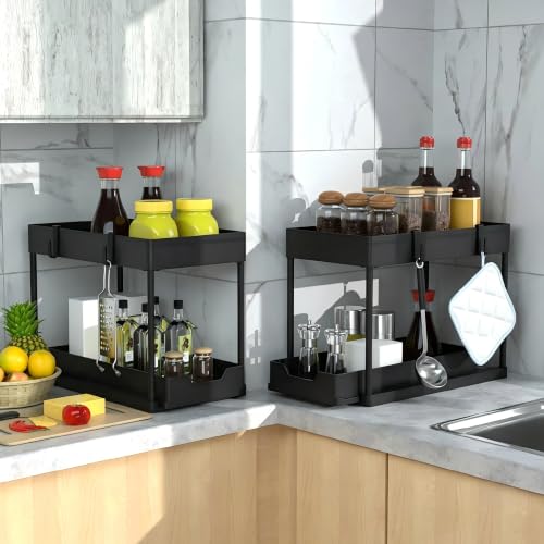 Under Sink Organizer 2 Pack,2 Tier Slide Out Storage for Kitchen Bathroom - view 5