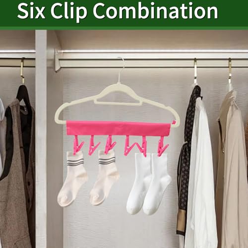 Travel Hangers for Cruise & Hotel – Foldable and Magnetic Clothes Line with Sock Drying Rack – Perfect for Traveling and Compact Storage，Hanger with 6 Clips Pack of 3（Red, Blue, Rose red） - view 7