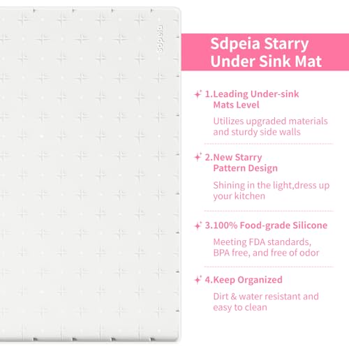 Under Sink Mat 22"×14" Waterproof Silicone Cabinet Liner & Sink Protector for Kitchen & Bathroom, Multi-Purpose Organizers Tray for Pets, Laundry, Cat Litter Mat, White - view 2