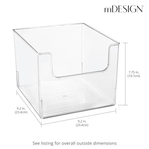 Set of 4 Storage Trays Open Top Kitchen Tray for Food Storage Made of Plastic Ideal in The Kitchen Cupboards or as Fridge Boxes 25.4 cm x 25.4 cm x 19.7 cm Clear - view 4