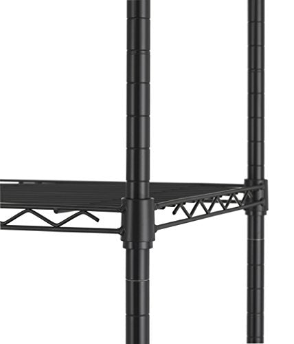 Finnkare Premium Heavy Duty 5 Tier Adjustable Metal Wire Shelving Rack Unit Storage Organizer Tower Shelf System 3Layer Anti-Rust Coating Display Workshop Kitchen Steel Leveling Feet 30”x14”x60” Black - view 4