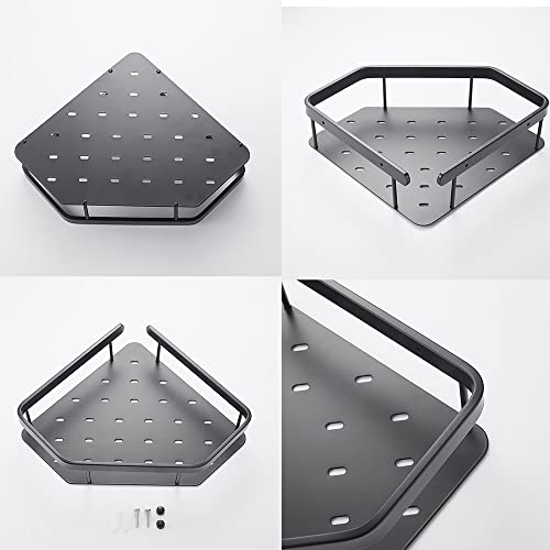 Black Brass Corner Shower Caddy Wall Mounted Bathroom Shelf Organizer Stylish Cosmetics and Kitchen Storage Solution - view 6