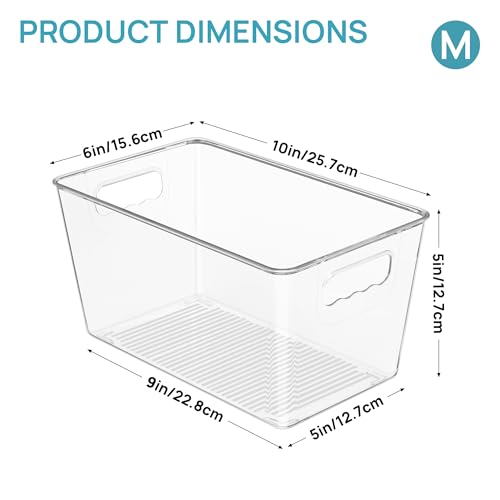 6 Pack Clear Storage Bins, Pantry Cabinet Organizer Bins, Medium - view 2