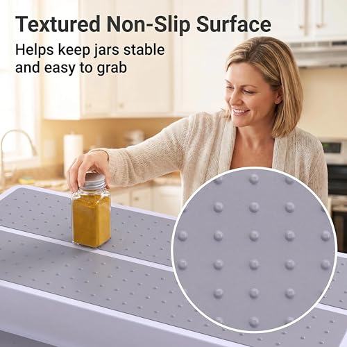 3 Tier Spice Rack Organizer for Cabinet, 3 Pack Non-Slip Spice Rack Shelf Organizer, Holds 24+ Jars, Plastic Spice Organizer for Cabinet, Pantry & Kitchen Countertop, White - view 5