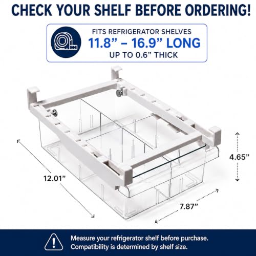 Pull-out Fridge Organizer | THE HANGER COLLECTION | Fridge Drawer Organizer with 2 Dividers | Clear Pantry Drawer Organizers | Shelf Holder Storage Drawers for Fruits, Veggies & Drinks - view 2