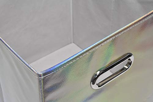 6-Pack Foldable Cube Storage Bins – Decorative Collapsible Organizer for Shelves, Closets, Underbed, Clothes, or Kids’ Toys (Shiny Silver) - view 3