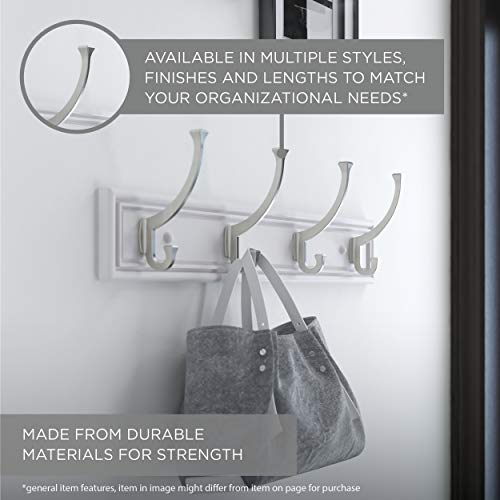 Hardware 129848 Wall Mounted Coat Rack with 5 Decorative Hooks, 27-Inch, Satin Nickel and White - view 5
