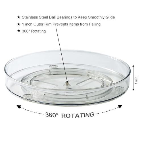 Lazy Susan Turntable Food Storage Container for Cabinets, Pantry, Refrigerator, Countertops, BPA Free - Spinning Organ-izer Rack for Spices, Condiments, Baking Supplies - 9" Round，Clear - view 3