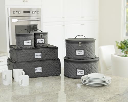 2 Pack 15" China Storage Containers for Charger Plates, 24 Felt Protectors - view 7