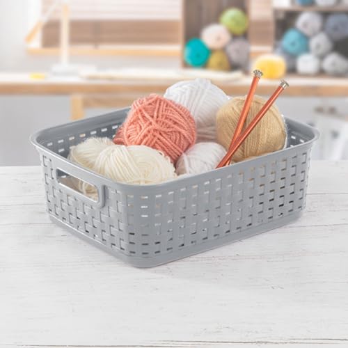 Short Weave Basket Bin for Clothing and Laundry Storage, 12-Pack - view 4