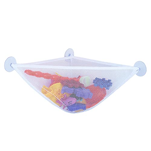 Bath Toy Organizer with 3 Strong Suction Cups Mounted Bath/Shower Caddy Storage Solution Bath Toy Storage Net & Bathroom Corner Shower Caddy Bag Bathroom Storage Bag