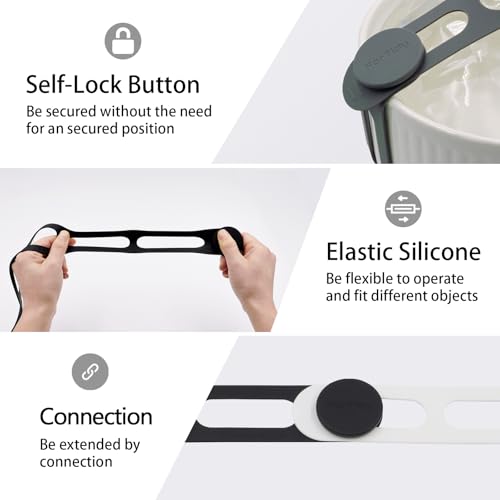 Silicone Latch Strap for Slow Cooker Lid Self-Lock Tie, Black&White - view 6